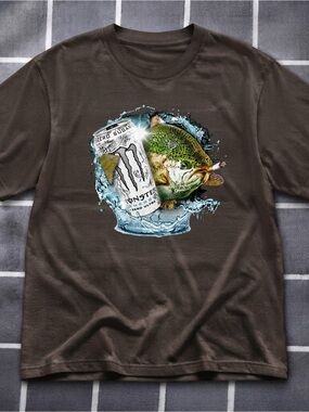 Gildan Funny Monster Energy Fish Graphic Tee